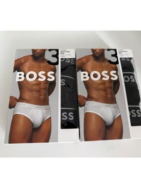 HUGO BOSS Men's Two 3-Pack Black Classic Traditional Brief Pure Cotton US M EU L